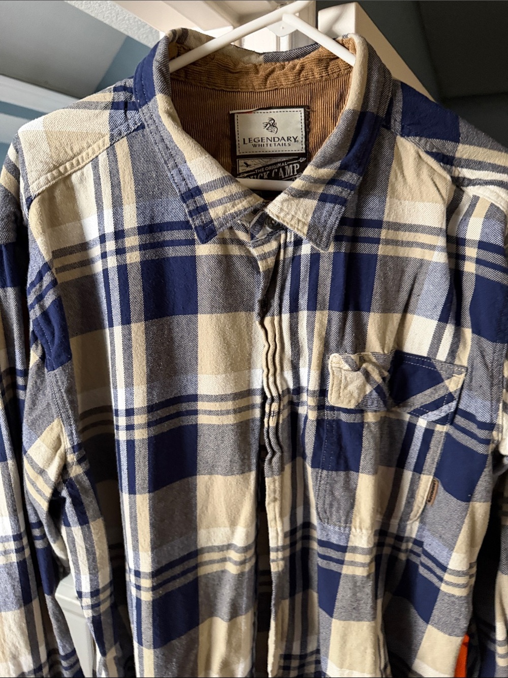 Legendary Whitetails Men’s Navy Blue & Cream Plaid Button-Down Shirt